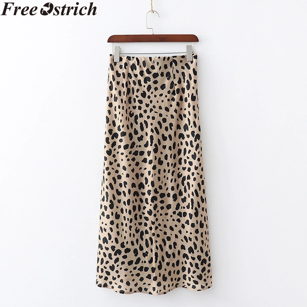

Women's Casual Office Skirt Plus Size Summer Beach Side Zip Leopard Print Breathable Female Skirt High Waist Party Skirt