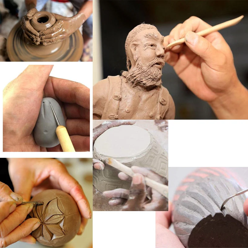 

22PCS Wood Handle Clay Sculpting Kit Sculpt Smoothing Wax Carving Pottery Ceramic Tool Polymer Shapers Modeling Carved Tools Set