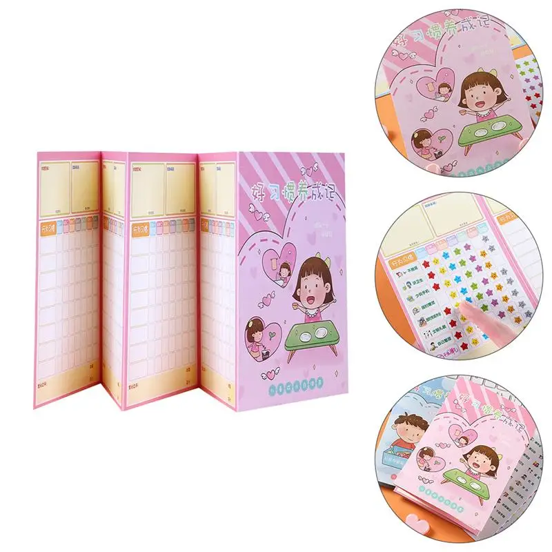 

3 Sheets Study Record Plan Reward Pastes Coated paper Stickers Children Stickers