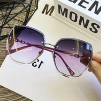high qulity womens rimless square sunglasses 2021 brand designer sun glasses vintage shades female pink eyewear gafas de sol