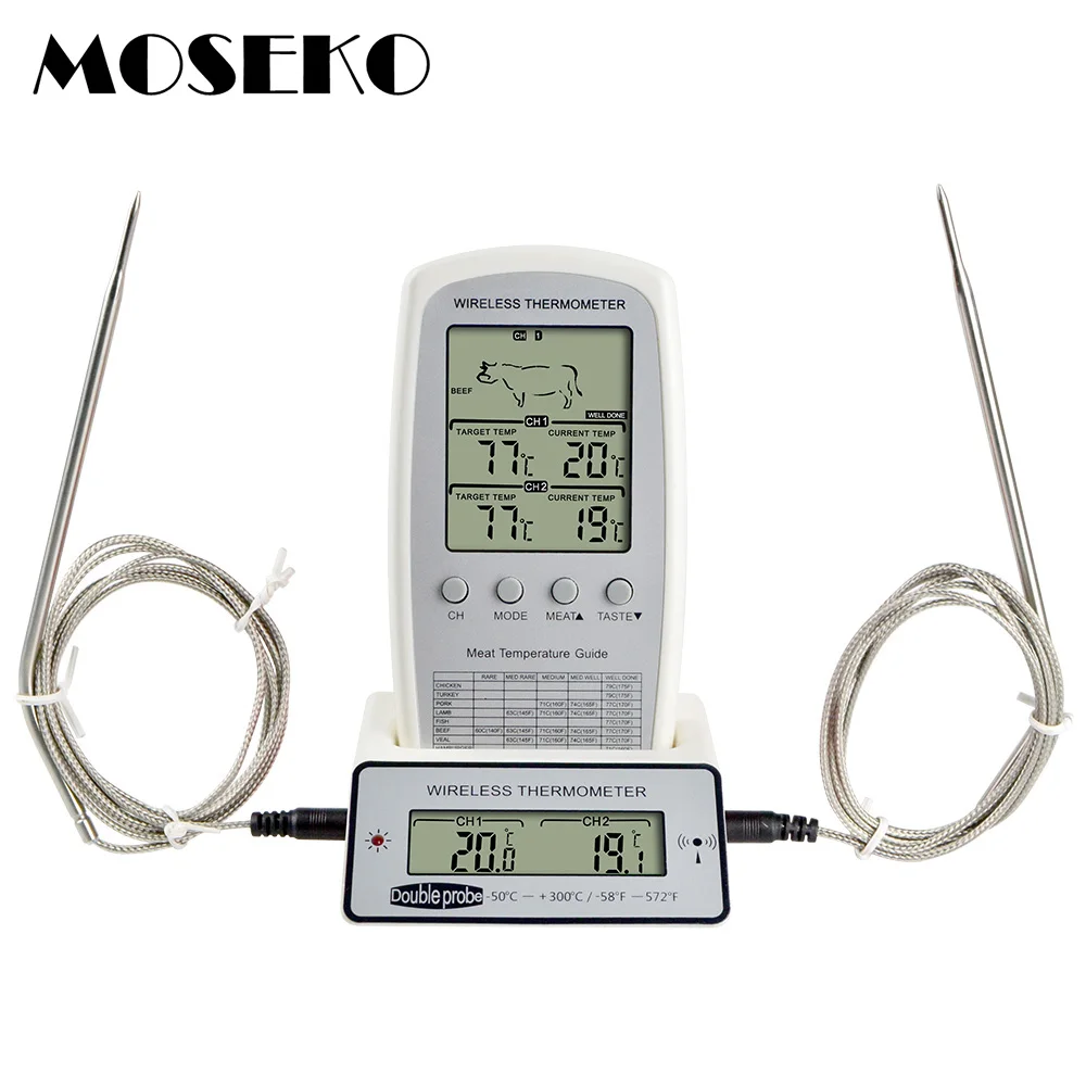 Цифровой беспроводной дистанционный термометр для мяса двойной зонд с