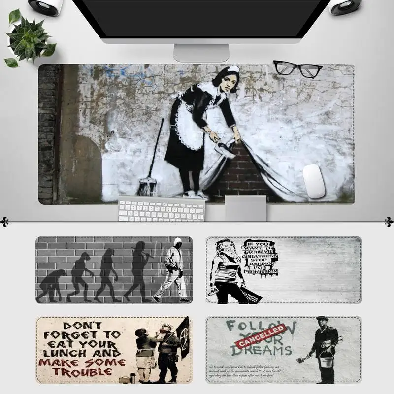 

Резиновый игровой коврик для мыши Banksy с граффити, Настольный коврик для ноутбука, ПК, большой игровой коврик для мыши Overwatch/CS GO