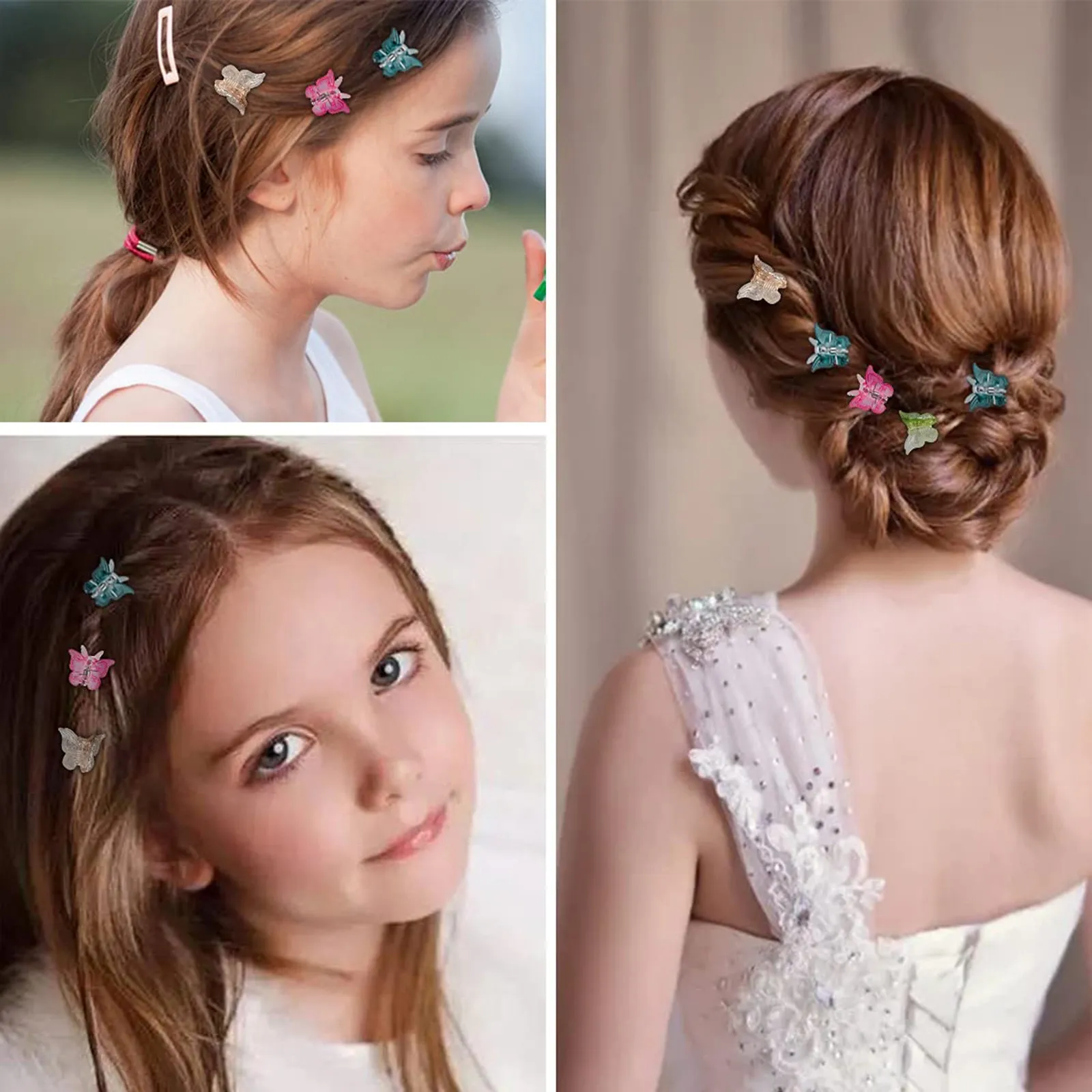 12pcs/lot Mixed Color Butterfly Hair Clips Children's Small Clip Jelly Mini Beautiful Accessories |