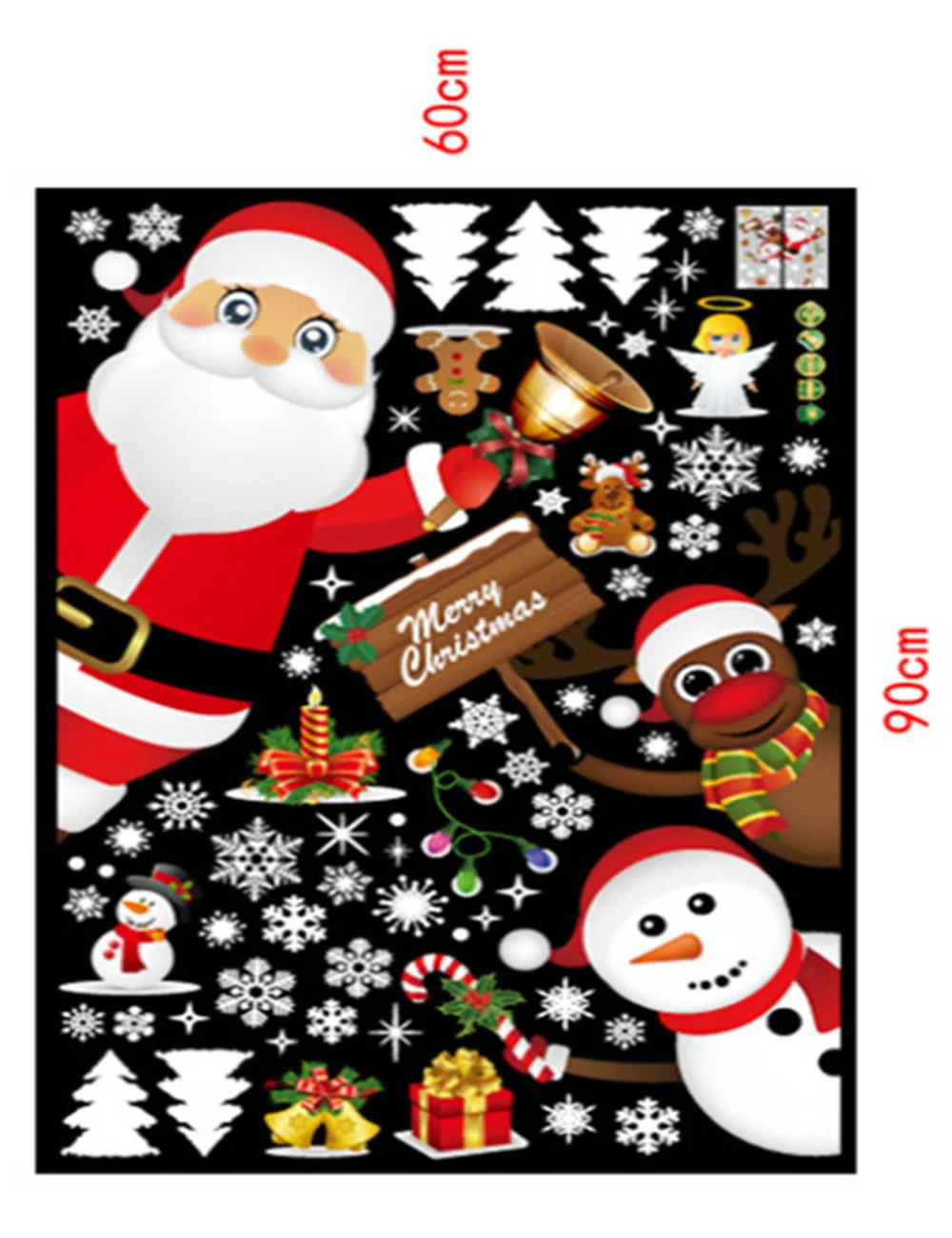 Мультяшные рождественские наклейки на окно витрина съемная наклейка с Санта