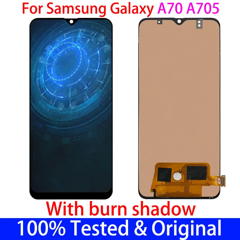 

ORIGINAL For Samsung Galaxy A70 A705 A705F LCD With Screen Touch Digitizer AMOLED Display burn shadow Assembly replacement Frame