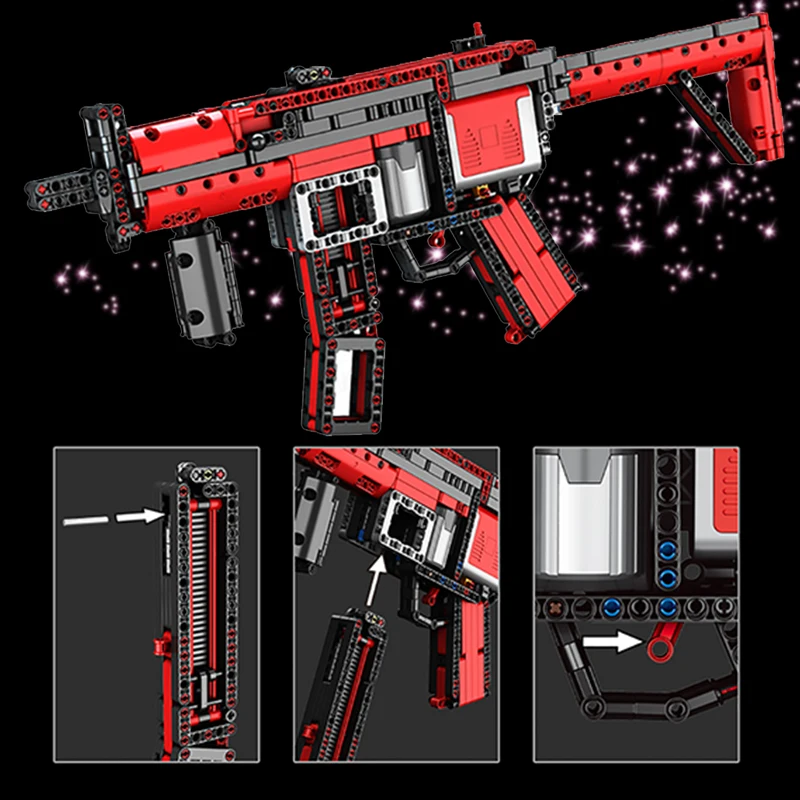 732 шт электрическая модель строительные блоки Набор пистолета HK MP5 MLI Submachine Gun