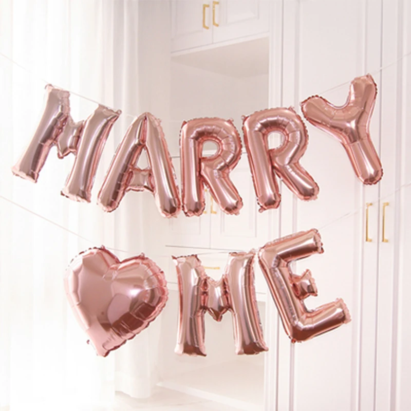1 Набор 16 дюймов розовое золото с надписью MARRY ME воздушные шары 18 сердце