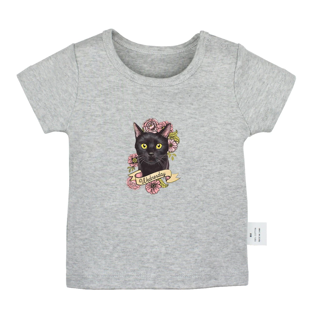 Винтажные Ретро футболки для новорожденных с изображением черной кошки среды