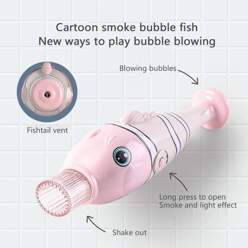 

Abs Smoke Bubble Gun Electric Bubble Blowing Machine Bobble Fish Girl's Heart Automatic Children Outdoor Toys Gift For Kid
