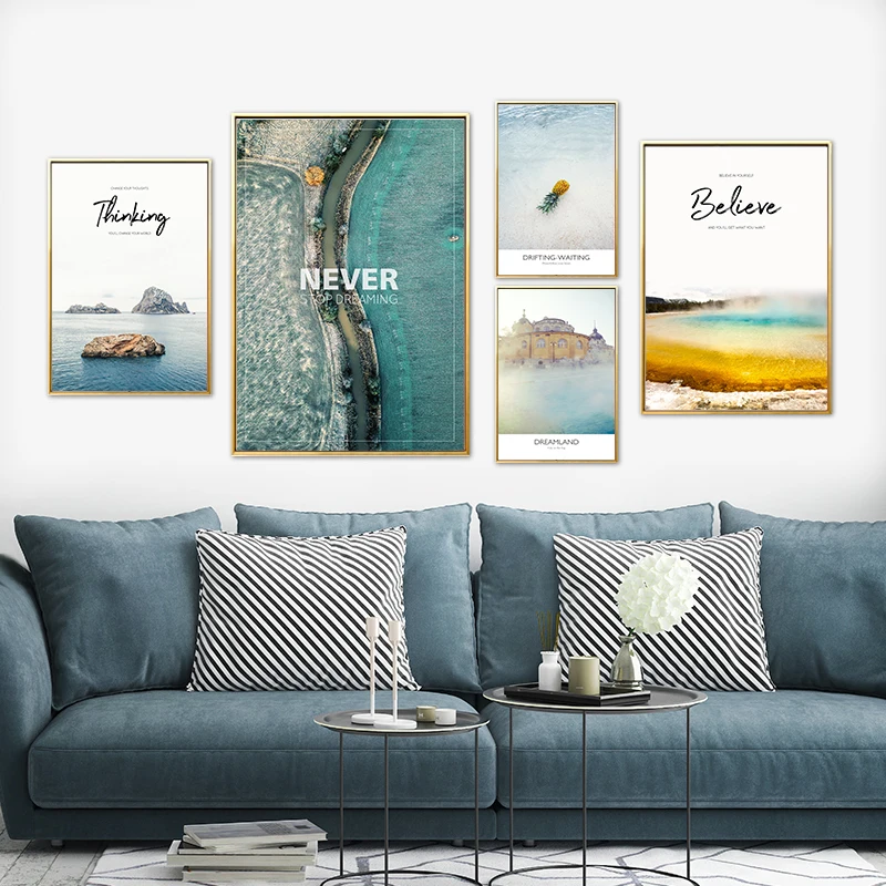 

Ocean Landscape Canvas Poster Nordic Style Beach Pienapple Wall Art Print Painting Decoration Picture Scandinavian Home Decor