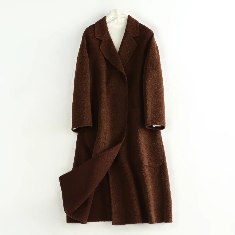 Женское весеннее зимнее шерстяное пальто теплое приталенное модное повседневное офисное Женское шерстяное пальто куртки Женское пальто