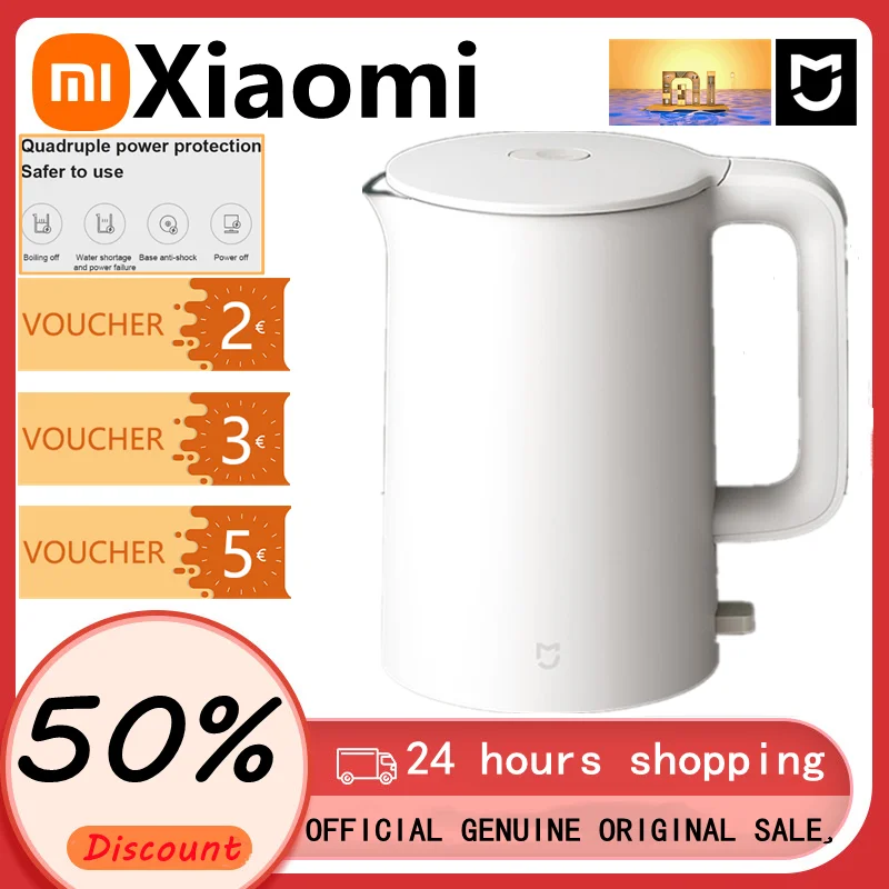 

Оригинальный электрический чайник Xiaomi Mijia, 1 А, из нержавеющей стали с быстрым нагревом, 1,5 л, большой емкости, умный, с контролем температуры