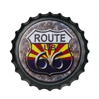 dingleiever route us 66 round metal beer captin sign suitable for home bar cafe garage wall decor