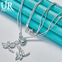 urpretty 925 sterling silver dragonfly water drop adjustable necklace snake chain party wedding engagement jewelry gift