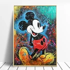 Красочные Disney с Микки-Маусом картина мыши фон с изображением граффити на стене в стиле протестного уличного искусства картина холст Картины Плакаты принты для Декор в гостиную