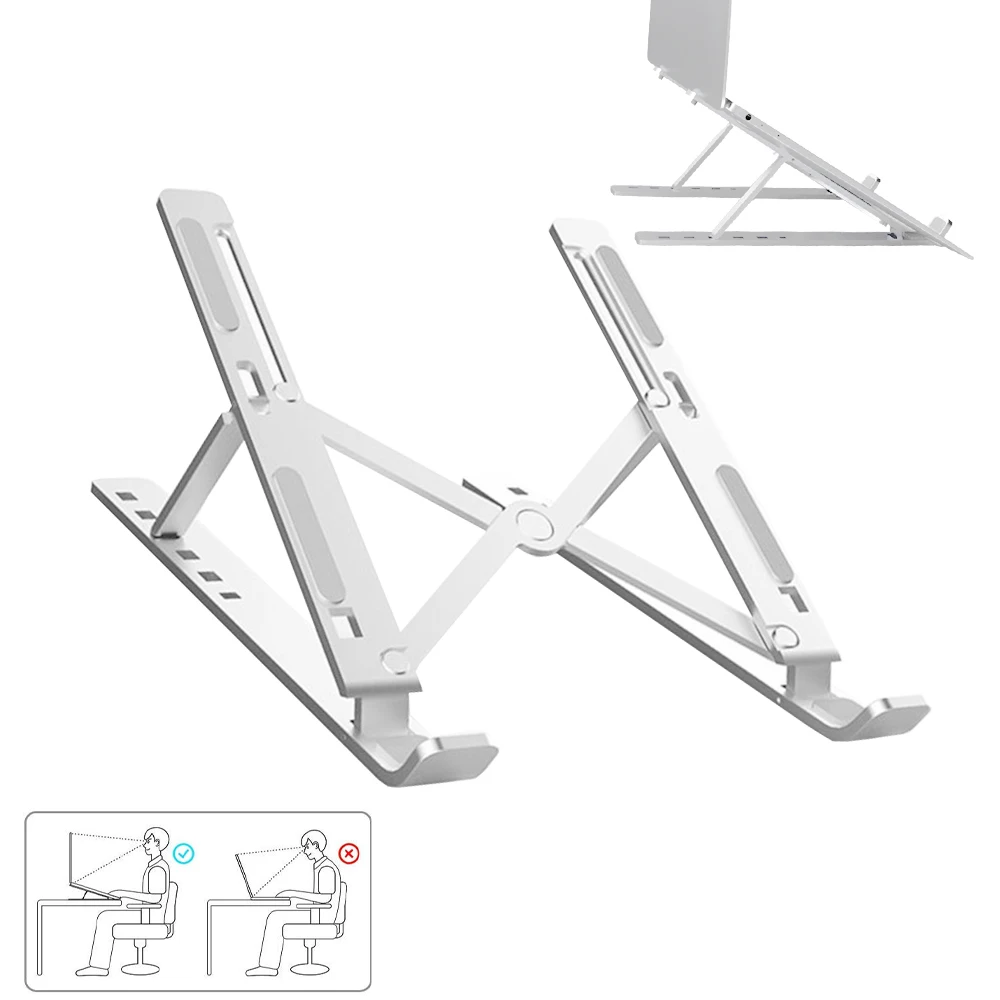 Алюминиевый Сплав регулируемая подставка для ноутбука Складная портативная MacBook