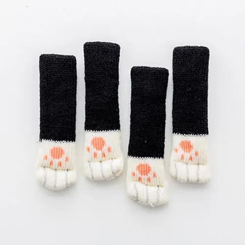 

4Pcs Cat Paw Table Foot socks Chair Leg Covers Floor Protectors Non-Slip Knitting Socks For Furniture Cartoon Home Decor