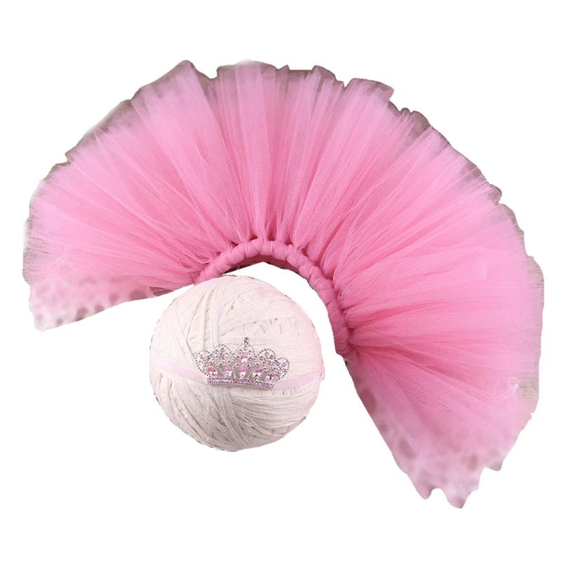 Falda de tut&uacute; de malla para beb&eacute;, conjunto de diadema, accesorios de fotograf&iacute;a para ni&ntilde;os peque&ntilde;os, ropa, tocado, fotograf&iacute;a infantil-1
