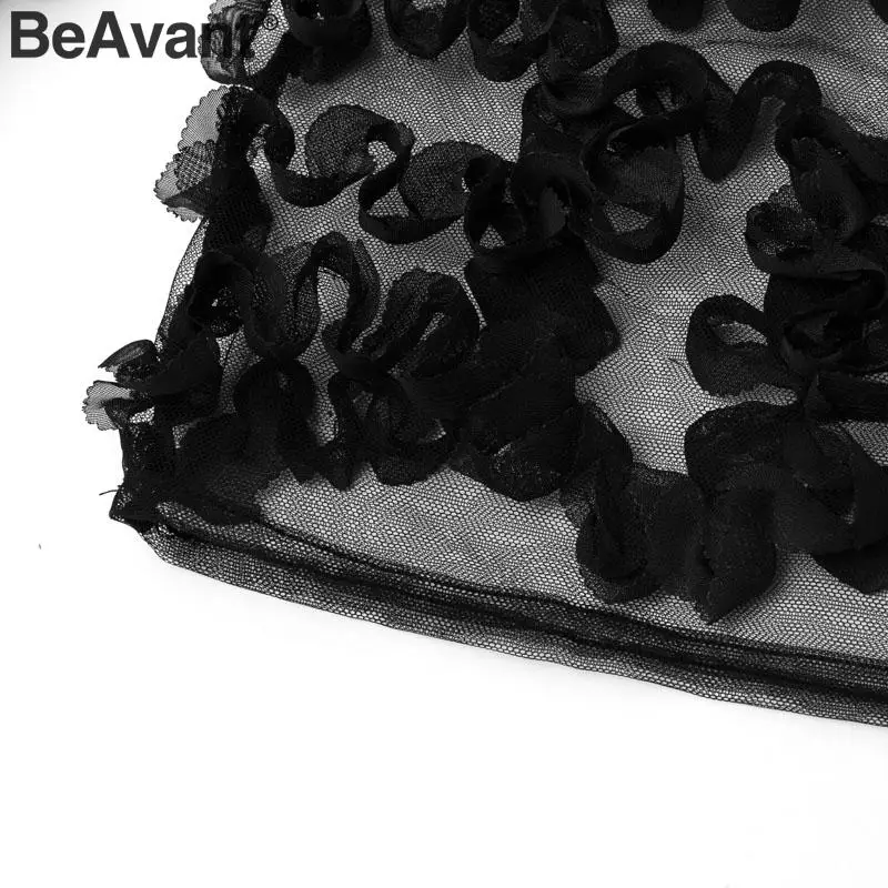 BeAvant Сексуальная кружевная блузка с прозрачной сеточкой Женская водолазка