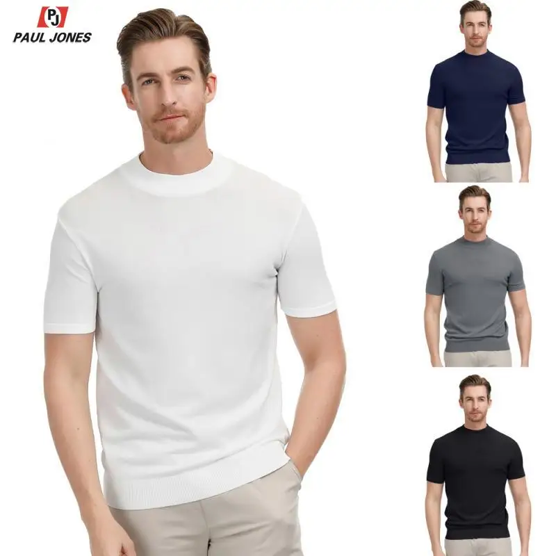 Мужские облегающие трикотажные футболки PAUL JONES удобные легкие с коротким рукавом