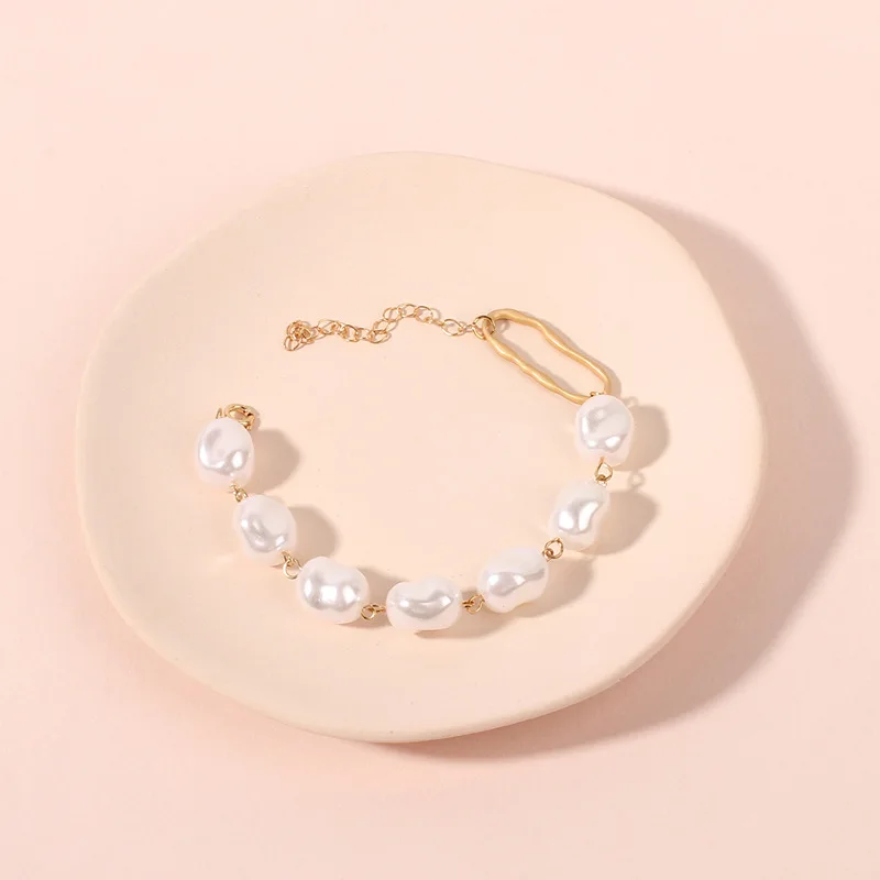 

Baroque Irregular Simulated Pearls Tassel Charm Bracelets for Women Girls Summer Party Wedding Jewelry Bangles Gifts 2021