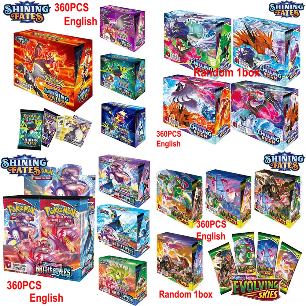 

360 английская версия, Pokemon аниме-открытки Sword Shield, охлаждающий экран, развивающиеся небеса, карточная игра, игрушка для детей, день рождения, к...