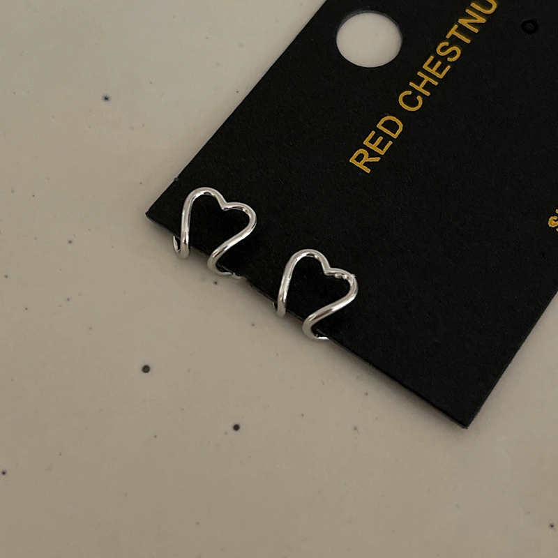 2022 Korea Silver Color metal Geometric Heart Ear Cuff Stackable Simple C-shape Clip Earrings Women Aesthetic Jewelry | Украшения и