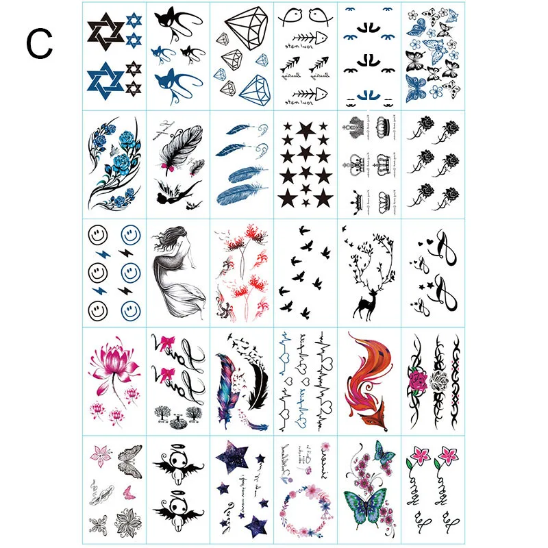 30 шт. водонепроницаемые Временные татуировки на теле поддельные тату наклейки с