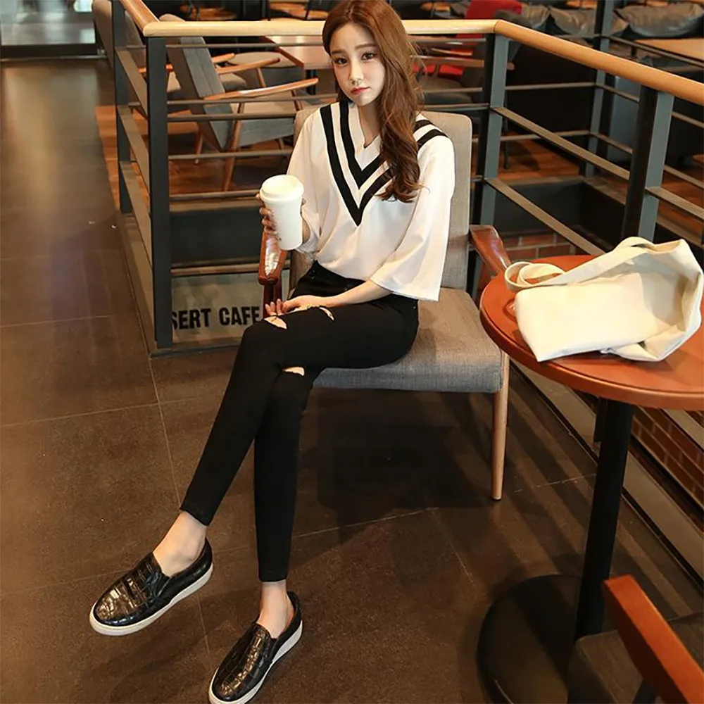 

# Woman Jeans High Waist Clothes Pants Hole Jeans Blue Streetwear Vintage Quality 2021 Fashion Harajuku Straight Pants Vaqueros