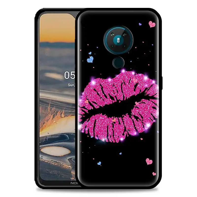 

Sexy Girl Red Lips Kiss Phone Case for Nokia 7.2 5.3 2.3 8.3 5G Nokia C3 C5 Endi C2 tenen C2 tava Soft TPU Cover Back Coque Capa