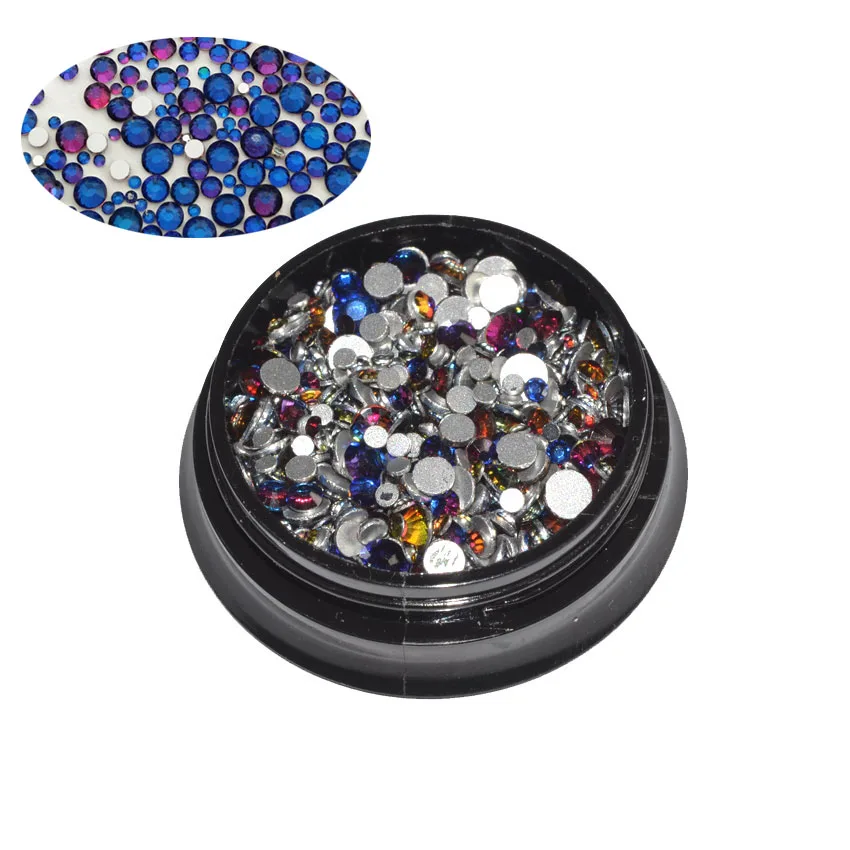 Стразы для ногтей стеклянные кристаллы с плоской задней стороной 350 шт. разные