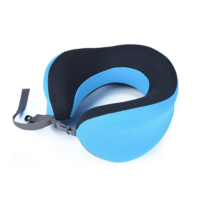 Blue Soft Travel Neck Pillow Light Weight Memory Foam Cushion Support Neck Headrest U Pillow Rollable Pillows for Plane Car Office - Цвет: Blue