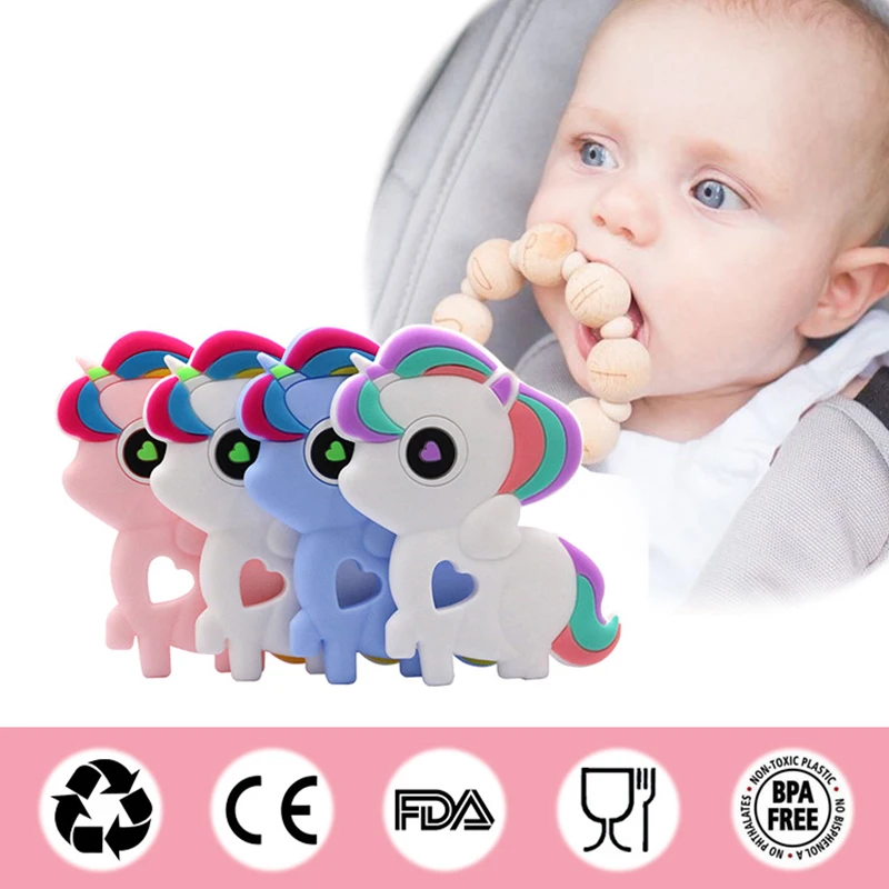 Милые детские Единорог силиконовый Прорезыватель для зубов продуктов Класс