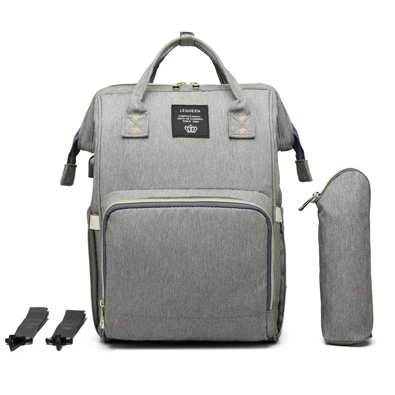 Lequeen Diaper Bag O LEQUEEN пеленка мешок USB Мумия Материнство сумка большая мода кормящих путешествия рюкзак коляска детская сумка уход за ребенком подгузник рюкзак - Цвет: Lequeen Diaper Bag O