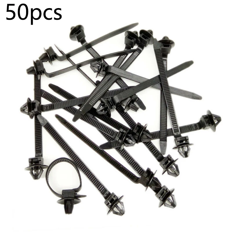 

50pcs/set Nylon Cable Tie Wrap Fixed Fastener Clips Car Hose Fastening Zip Strap Kit Can Release 92mm X5mm Fastener