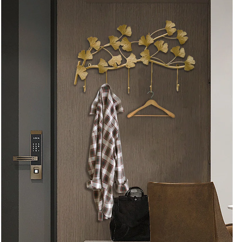 Настенный крючок для дверей гинкго билоба крючки пальто украшение крыльца