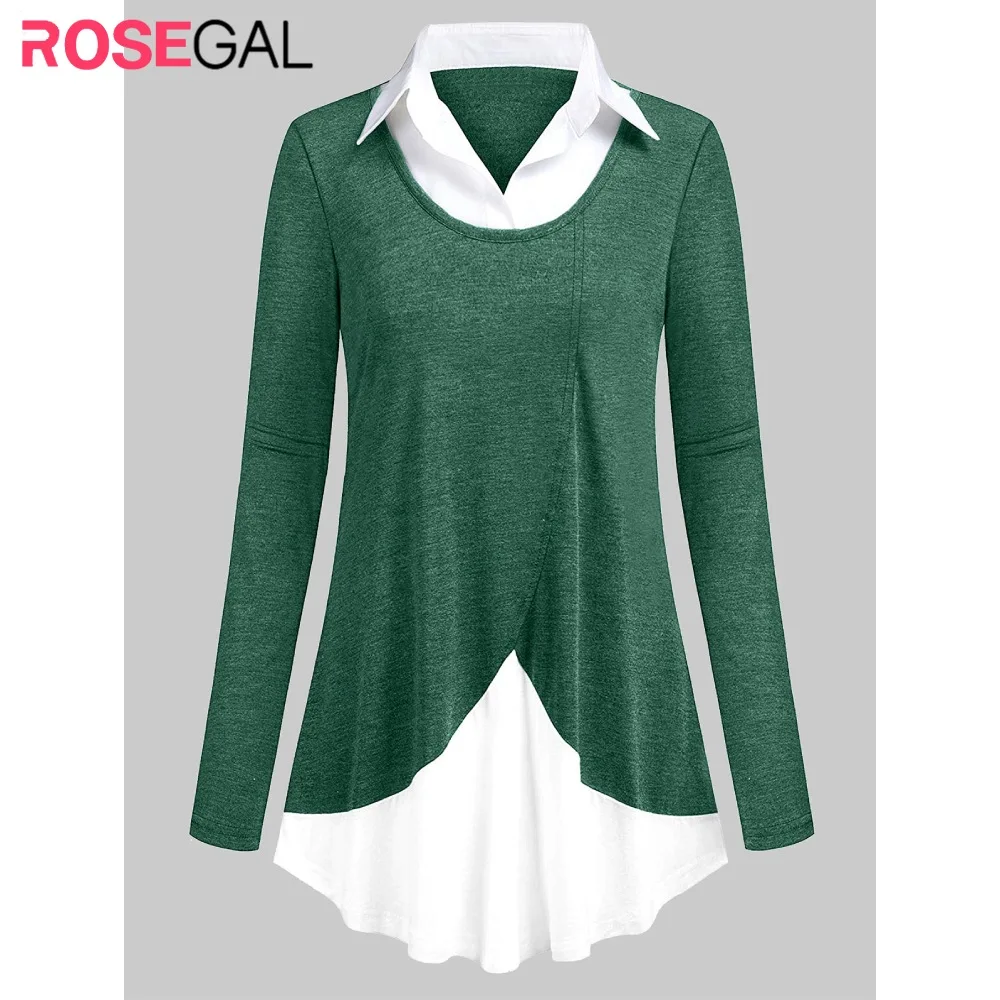 Женская футболка с длинным рукавом ROSEGAL повседневная офисная больших размеров 2 в