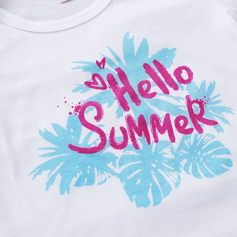 Комплекты шорт для мальчиков с принтом буквы Hello Summer белая футболка короткими