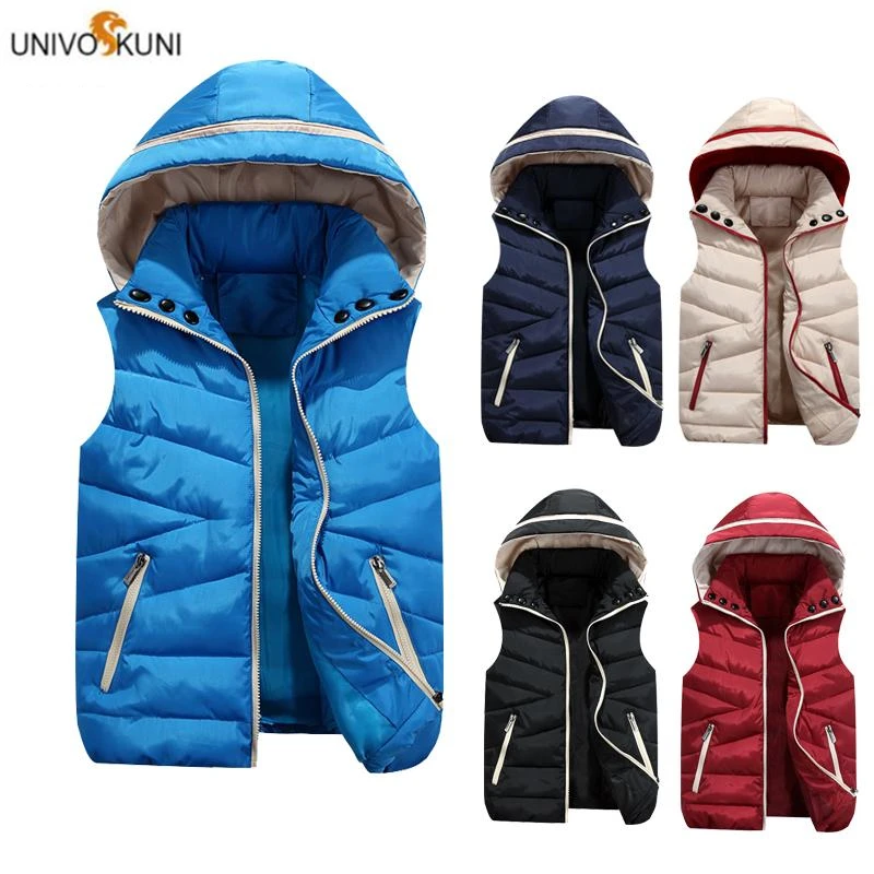 Зимний жилет куртка Для мужчин с капюшоном без рукавов хлопок Жилет Человек 2019