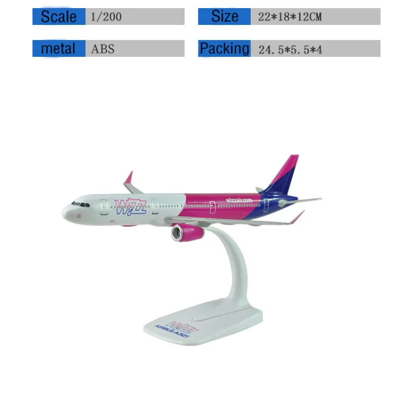 Modelo de avi&oacute;n A321, avi&oacute;n WIZZ AIR de 22cm, Base de resina, pantalla est&aacute;tica, Airliner, regalos de recuerdo para ni&ntilde;os, colecci&oacute;n de adultos-1