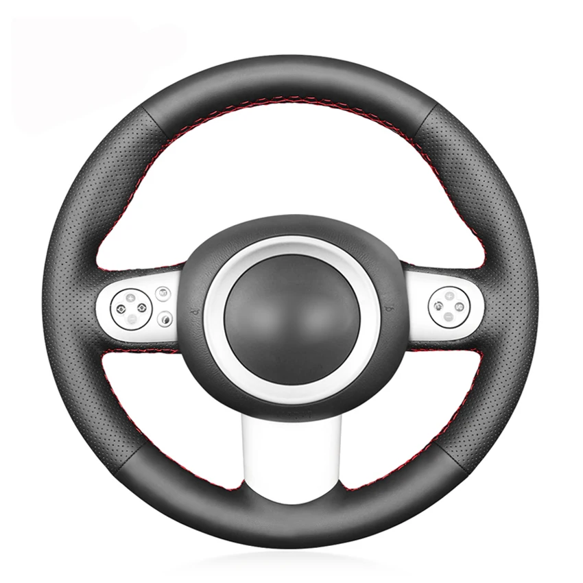 Из черной искусственной кожи прошитая вручную чехол рулевого колеса автомобиля