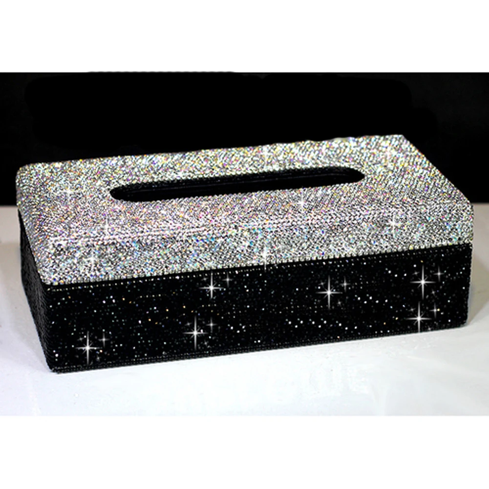 Прямоугольная тканевая коробка с блестящими кристаллами чехол блестящий