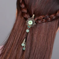 resin flower barrettes cloisonne hairpin tassel ethnic vintage hair accessory women hairclip bronze alloy jewelry ornaments
