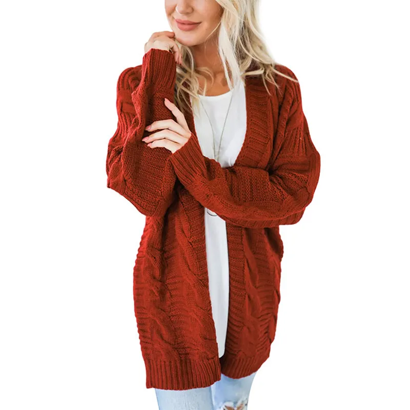 Women's Cardigan Autumn Winter New Solid Color Fashion Casual popcorn Sweater Large Size loose Long Sleeve Womens tops |