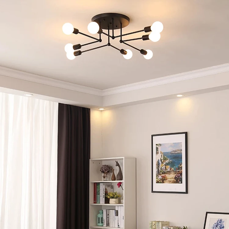 

Nordic Ceiling Lighting LED Lamps Lights Vintage Iron Ceiling Fixture Living Room Bedroom Dining Restaurant Black Gold White