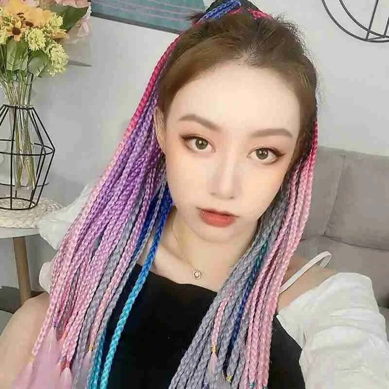 Парик для конского хвоста плетеная коса с черной эластичной резинкой в