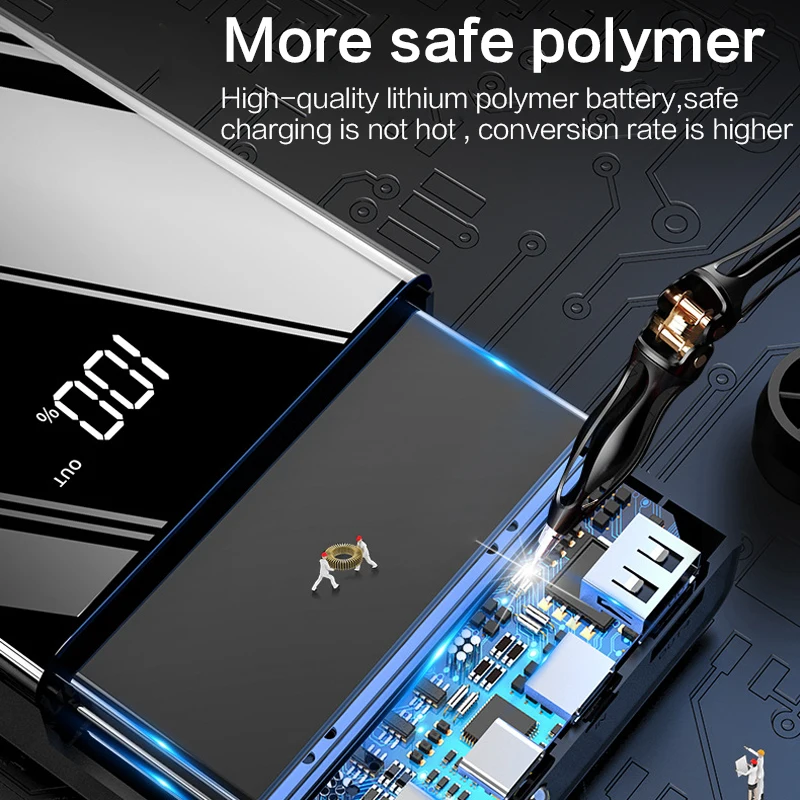 Новый внешний аккумулятор 40000 мАч 4 USB Type C Быстрая Зарядка Внешний внешняя батарея