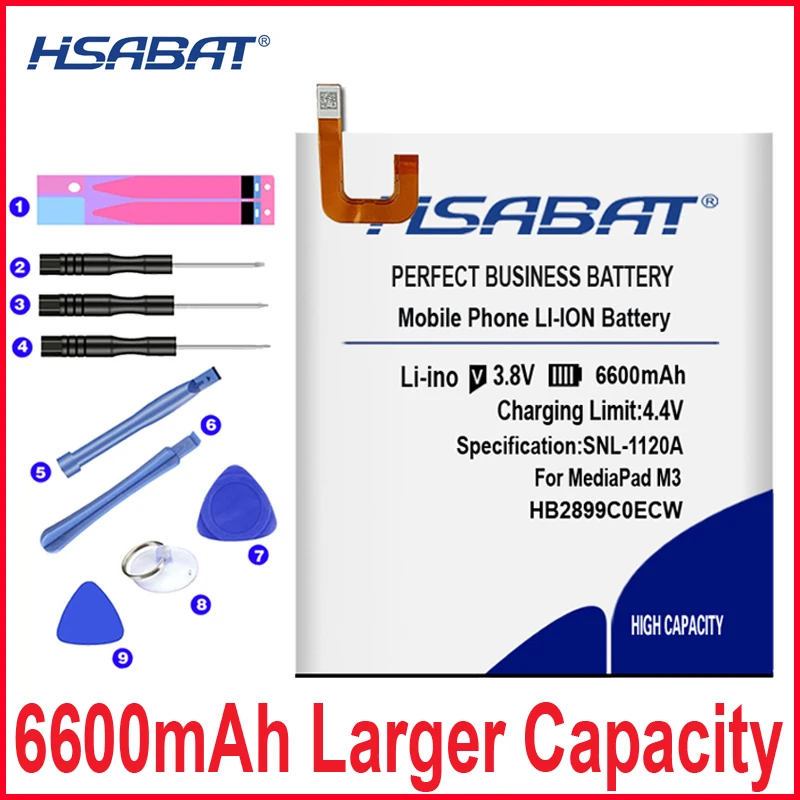 Аккумулятор HSABAT 0 Cycle 6600 мАч HB2899C0ECW для Huawei MediaPad M3 8 4 дюйма Сменный аккумулятор 1/4