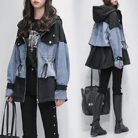 large size womens long trench coat female 2021 spring and autumn new fat sister waist slim stitching cowboy coat female