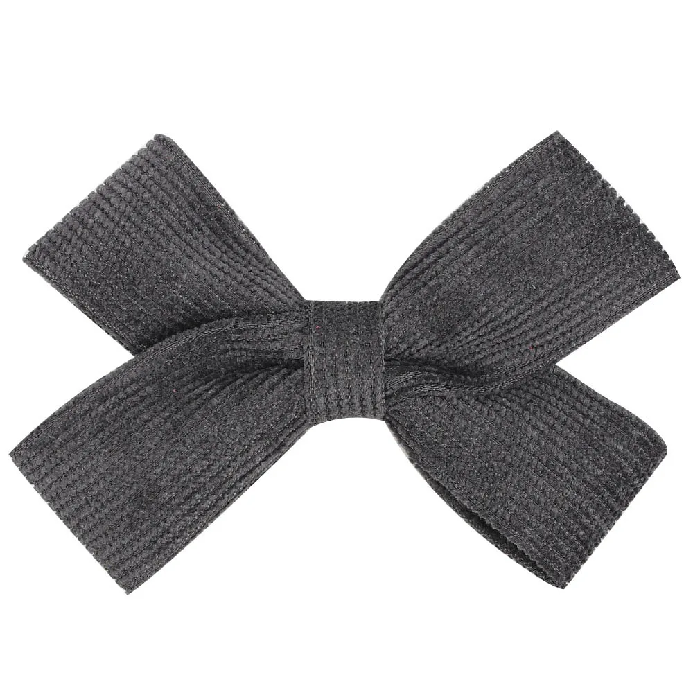 ncmama 2pcs/lot Solid Striped Corduroy Hair Clips 3'' Girls Kids Cross Knot Velvet Hair Bows Princess Hairpins Hair Accessories